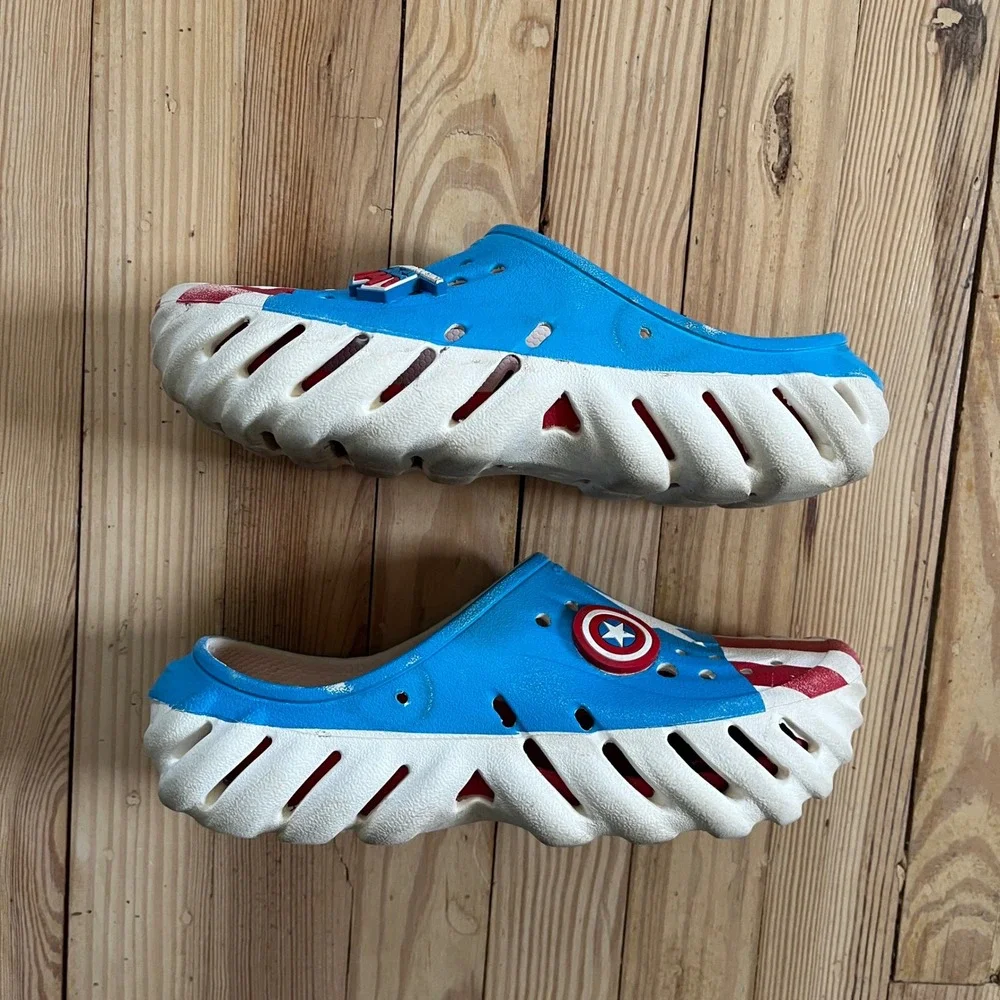 Marvel Crocs Echo Clog Captain America Avengers Blue Red‎ White Junior Size 6